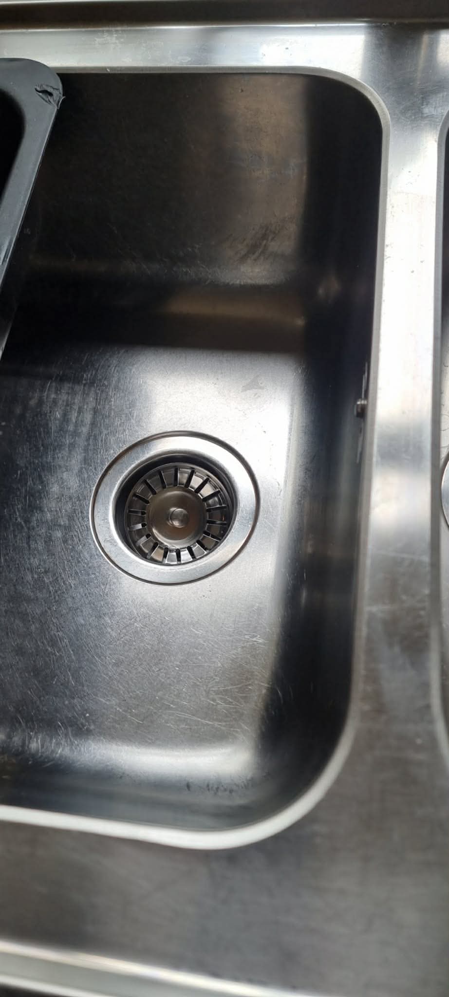 Stainless-steel kitchen sink after cleaning